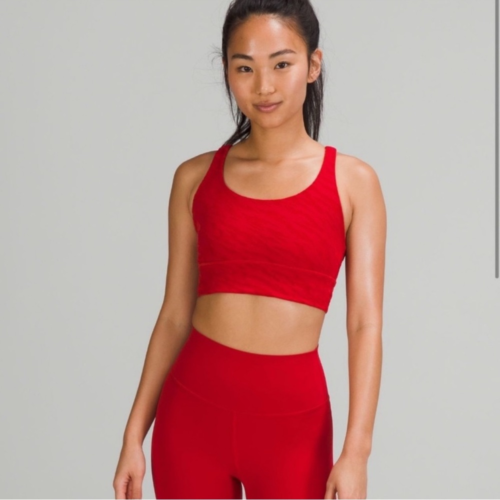 Lululemon Energy Bra Long Line Dark Red 8
